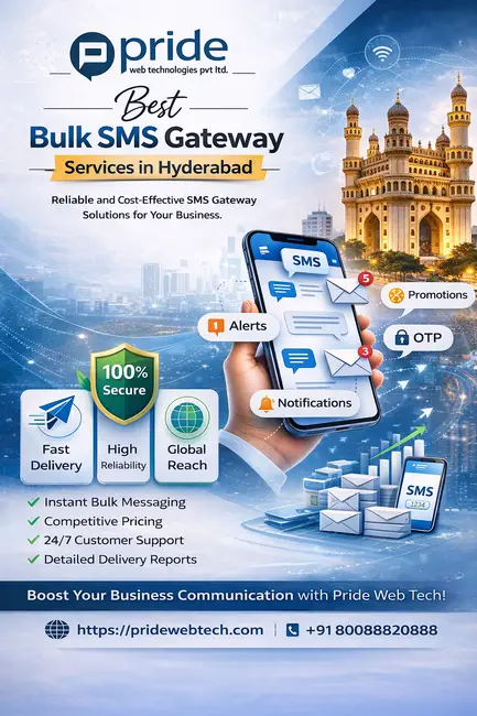 Leading SMS Gateway Service Provider in Hyderabad from pride web technologies